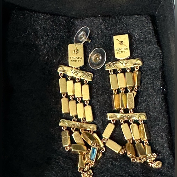 Kendra Scott Jack Statement Vintage Teal Crystal Earrings - Picture 5 of 6